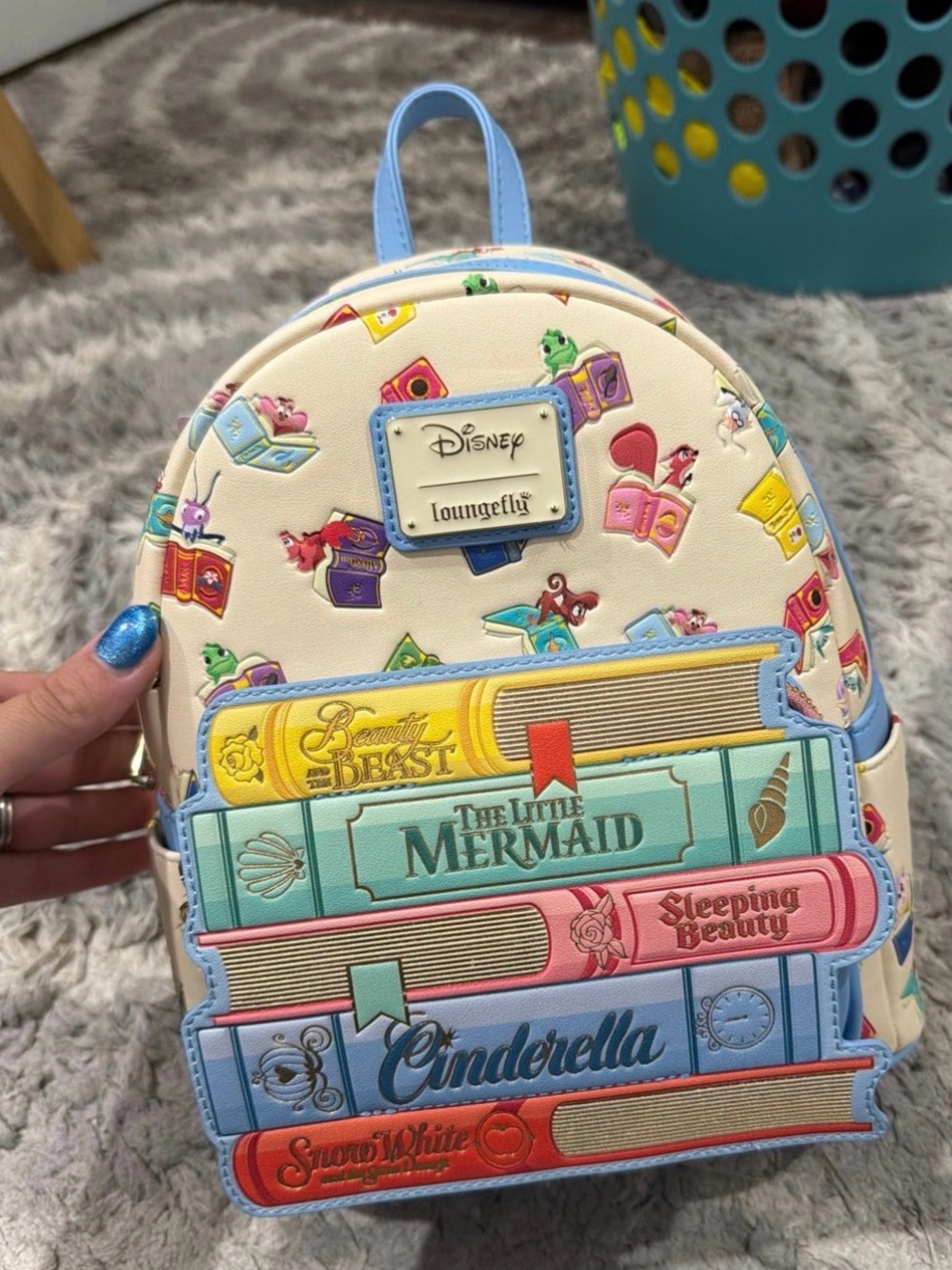 Loungefly Cream Mini Backpack with Multi-Color Storybook Appliqués